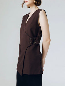 Helsey Tailored Vest in Brown