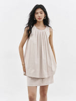Load image into Gallery viewer, Pleated Top // Mid Skirt Set in Beige
