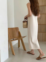 Load image into Gallery viewer, Korean Sleeveless Maxi Dress in Cream
