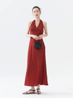 Load image into Gallery viewer, Polka Dot Halter Maxi Dress in Red
