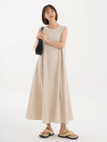 Load image into Gallery viewer, Button Back Tank Pocket Maxi Dress in Beige

