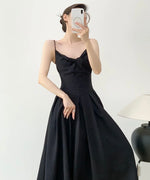 Load image into Gallery viewer, Twist Pocket Cami Maxi Dress in Black
