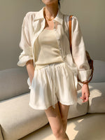 Load image into Gallery viewer, Tencel Shirt + Shorts Set in Beige
