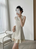 Load image into Gallery viewer, Tweed Ruffle Mini Dress in Beige
