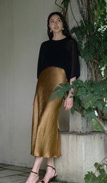Load image into Gallery viewer, Textured Mermaid Slip Skirt in Gold
