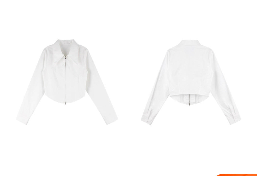 2-Way Zip Shirt in White