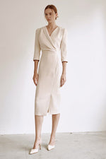 Load image into Gallery viewer, Korean Nova Tailored Dress in Cream
