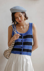Load image into Gallery viewer, Striped Boucle Knit Top in Blue
