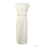 Load image into Gallery viewer, Korean Wide Shoulder Sheath Midi Dress [2 Colours]
