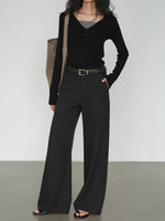 Load image into Gallery viewer, Classic Wide Leg Tailored Trousers in Black
