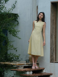 Boatneck Tailored Dress in Yellow