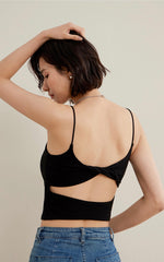 Load image into Gallery viewer, Padded Cutout Back Cami Top in Black

