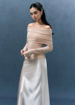 Load image into Gallery viewer, Off Shoulder Top// Satin Maxi Skirt [2 Colours]
