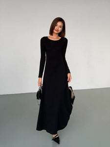 Cutout Drop Back Maxi Dress in Black