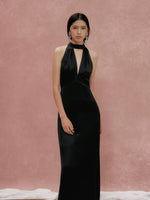 Load image into Gallery viewer, Drop Back Cutout Gown in Black
