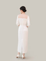 Load image into Gallery viewer, Tailored Sheen Maxi Dress in White
