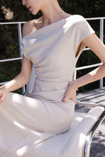 Load image into Gallery viewer, Toga Sleeve Maxi Dress in Cream
