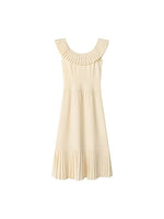 Load image into Gallery viewer, Tencel Blend Pleated Midi Dress in Cream
