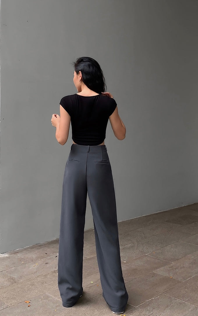 Pin Pocket Straight Leg Trousers in Grey