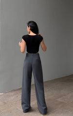 Load image into Gallery viewer, Pin Pocket Straight Leg Trousers in Grey
