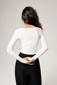 Ribbed Button Top in White