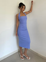 Load image into Gallery viewer, Halter Bodycon Midi Dress in Blue
