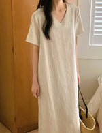 Load image into Gallery viewer, Korean Linen Sleeve Maxi [2 Colours]
