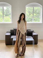 Load image into Gallery viewer, Sleeveless Drape Shirring Top in Beige
