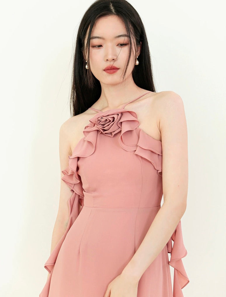 Rose Ruffle Drape Dress [2 Colours]