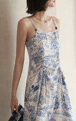 Load image into Gallery viewer, Toile Printed Cami Dress in White/Blue
