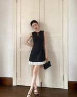 Load image into Gallery viewer, Pleat Hem Cheongsam Dress in Grey
