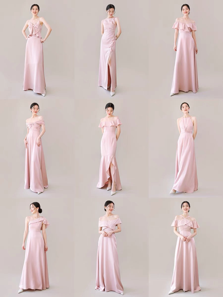 Satin Evening Maxi Dresses in Pink [4 Styles]