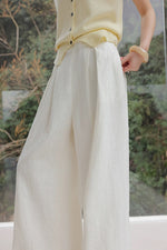 Load image into Gallery viewer, Sleeveless Collar Top // Wide Leg Trousers in White
