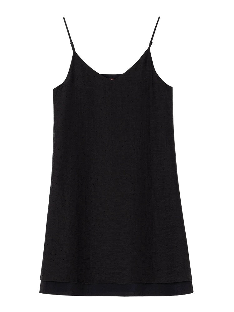 Tencel Mini Slip Dress in Black