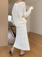 Load image into Gallery viewer, Oversized Laser Cut Knit Cardigan in Cream
