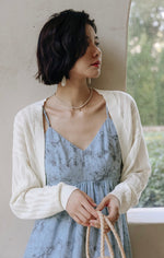 Load image into Gallery viewer, Laser Cut Bolero Cardigan in White
