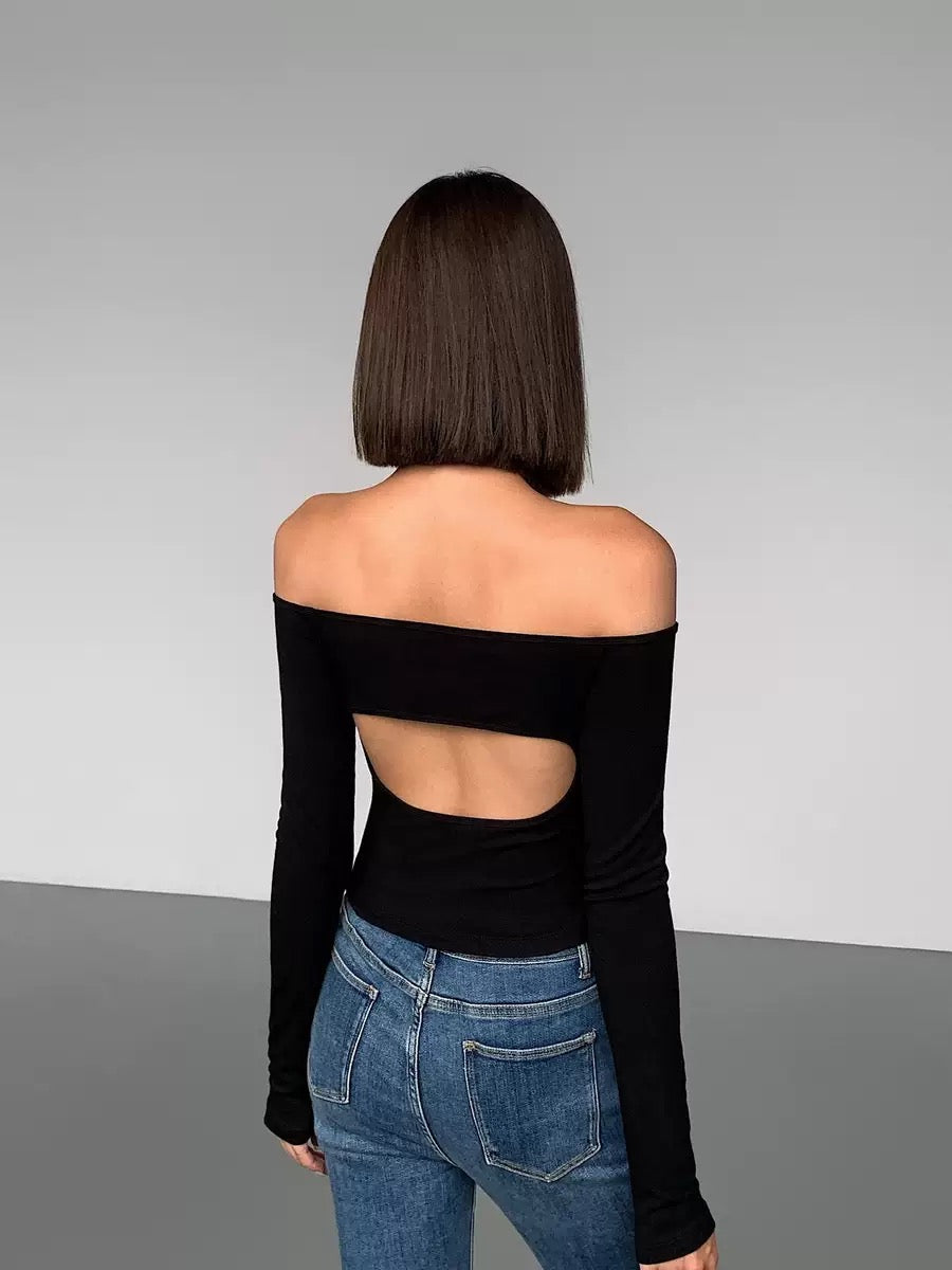 Off Shoulder Cutout Back Top [2 Colours]