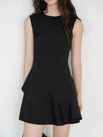 Load image into Gallery viewer, Sleeveless Tulip Mini Dress in Black

