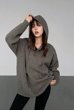 Load image into Gallery viewer, Oversized Woven Hoodie in Grey
