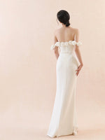 Load image into Gallery viewer, Off Shoulder Rose Gown in White
