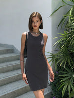 Load image into Gallery viewer, Asymmetric V Back Mini Dress [2 Colours]
