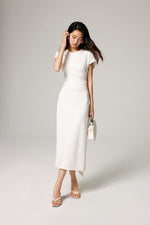 Load image into Gallery viewer, Waist Tie Maxi Tee Dress in White
