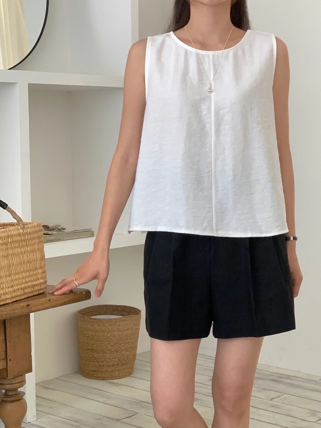 Korean Linen Sleeveless Top [2 Colours]