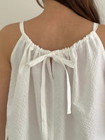 Load image into Gallery viewer, Korean Textured Tie Cami Top in White
