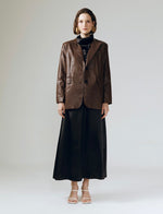 Load image into Gallery viewer, Classic Leather Blazer in Brown
