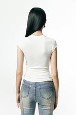 Load image into Gallery viewer, Cap Sleeve Side Shirring Top in White
