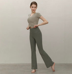 High Rise Cutout Back Flare Leggings [2 Colours]