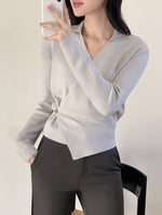Load image into Gallery viewer, Korean Collar Wrap Knit Cardigan [3 Colours]
