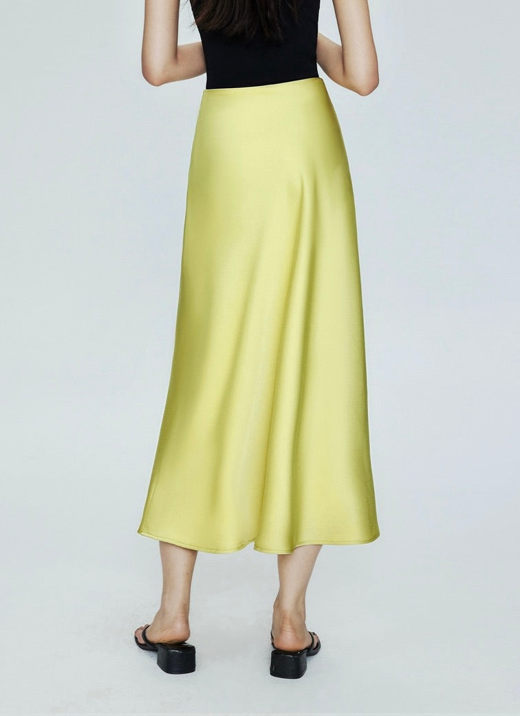 Classic Bias Cut Slip Skirt in Yellow