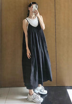 Load image into Gallery viewer, Korean Crepe Tent Maxi Dress in Black
